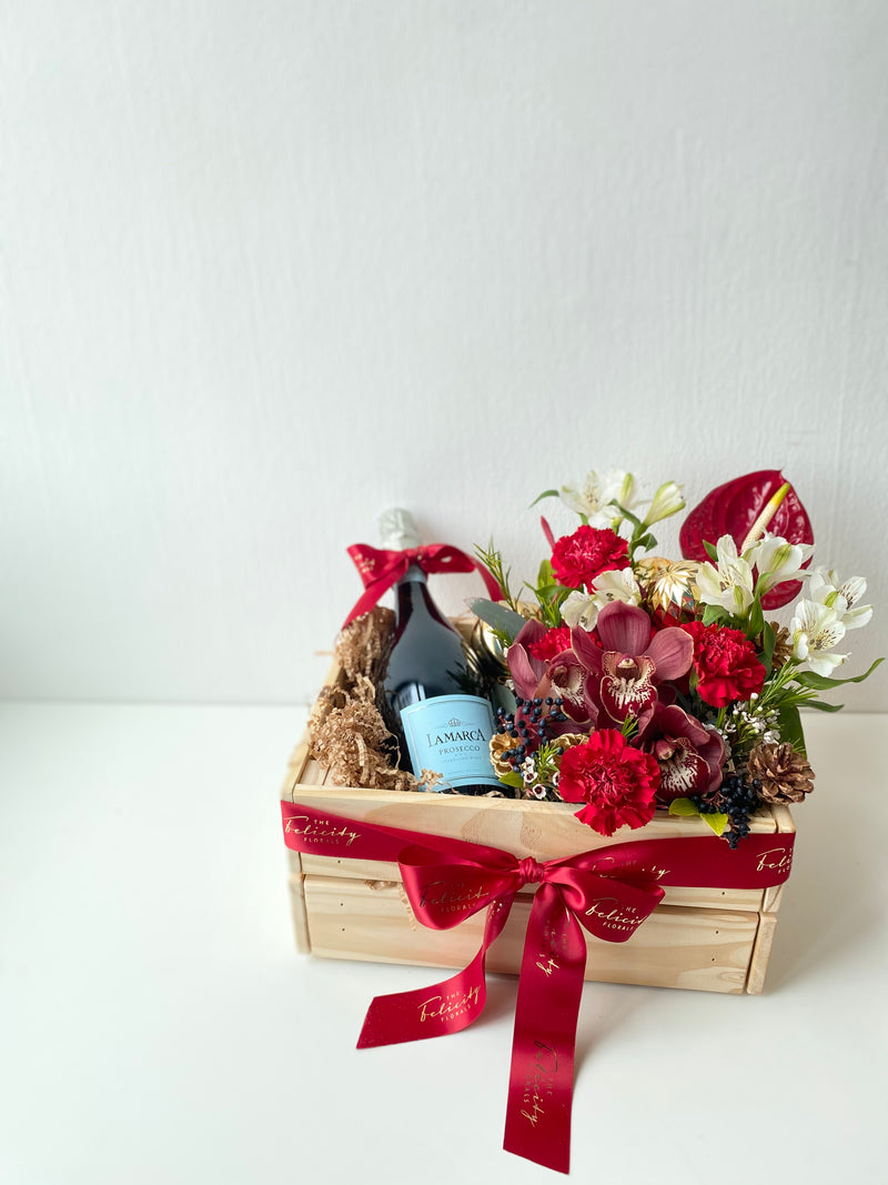 Florist's Choice | Flowers & Wine Crate [Customized]